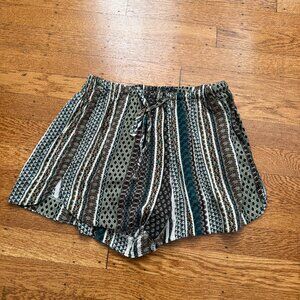 Brandy Melville Green and Brown Flowy Shorts